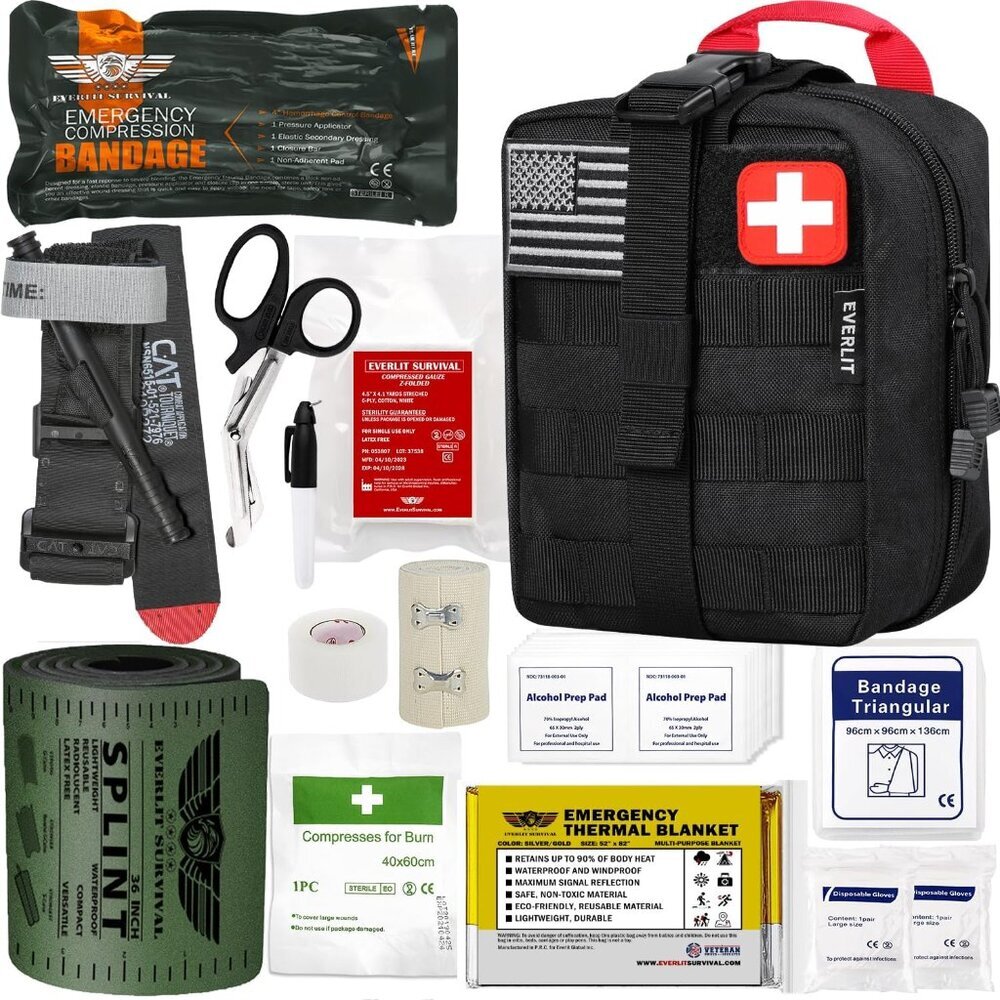 Emergency Trauma Kit, CAT GEN-7 Tourniquet 36" Splint, Military Combat Tactical